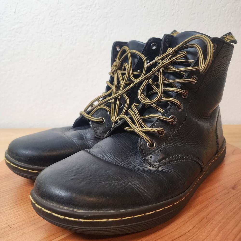 Dr Martens Tobias Boots Mens Size 10 Black Leather Combat Ankle Lace Up Casual - Picture 7 of 12